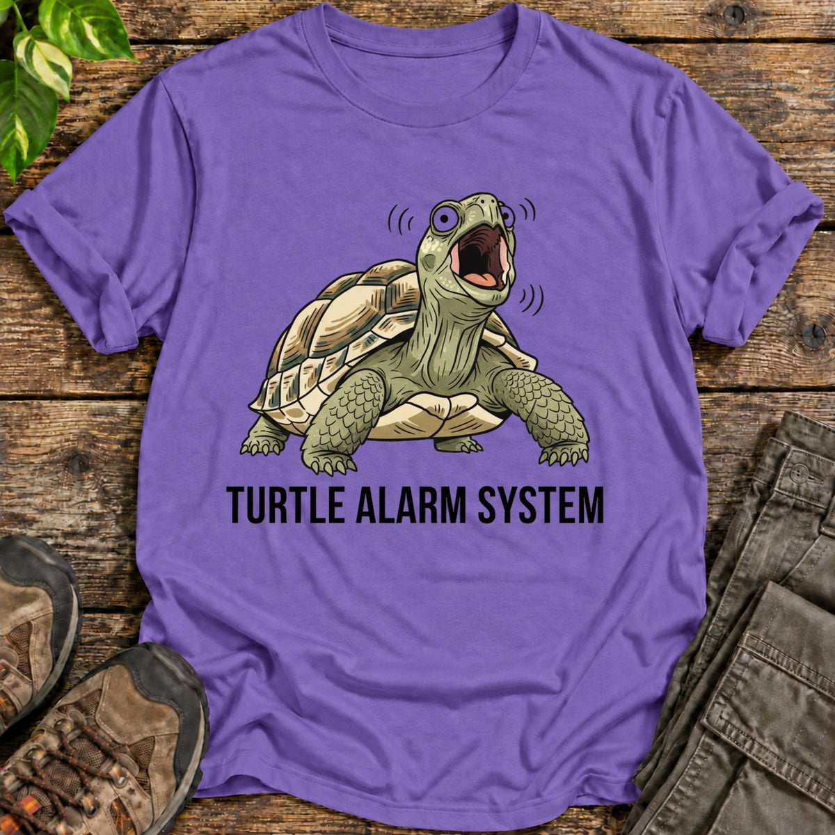 Turtle Alarm System T-Shirt - Heather Purple