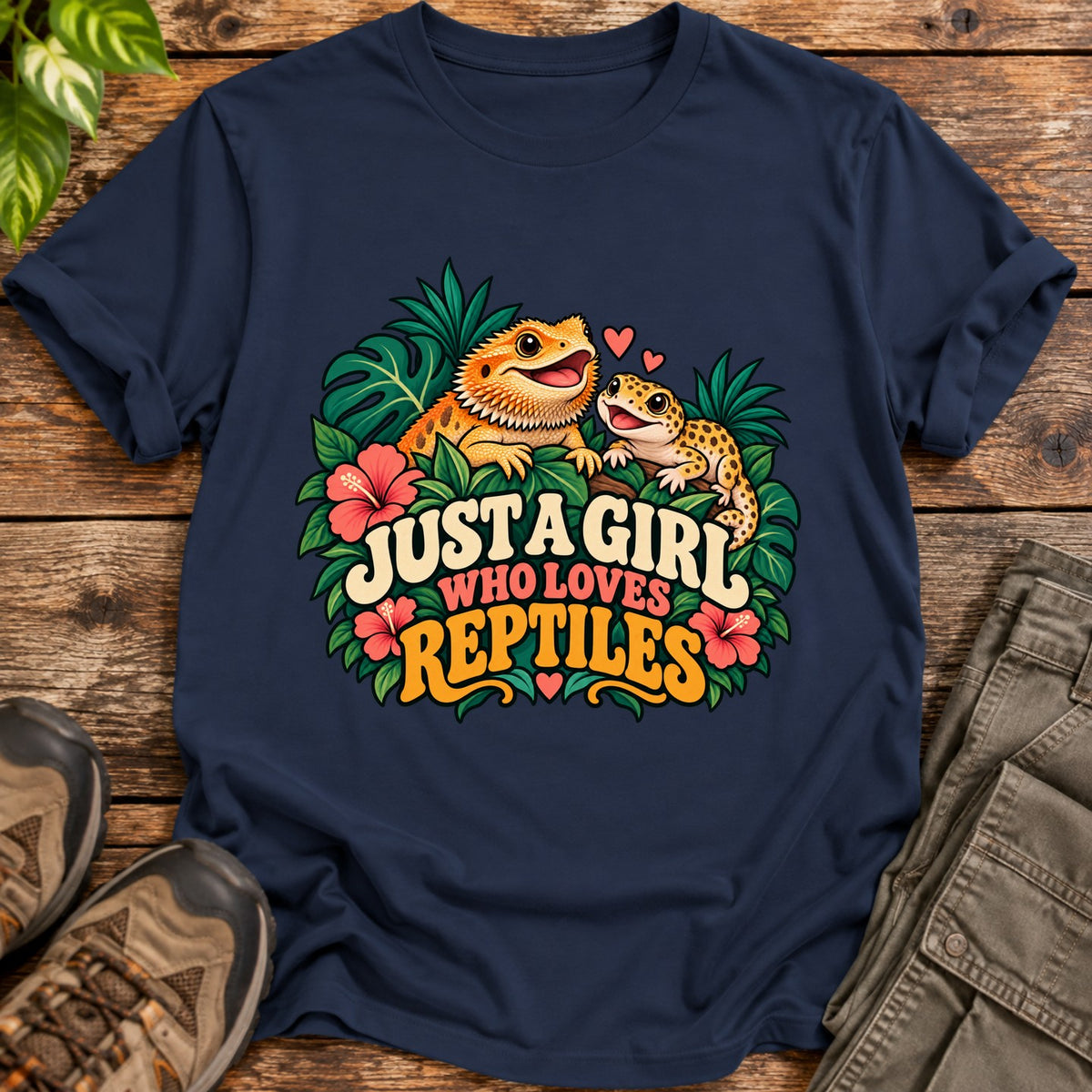 Tropical Reptile Love Shirt - Navy
