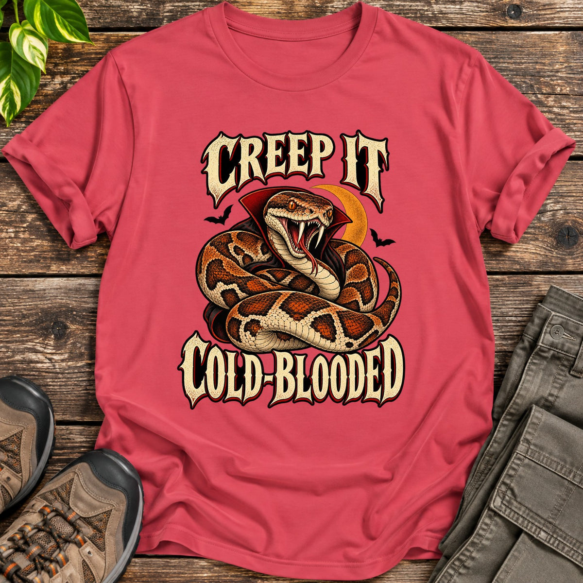 Creep It Cold Blooded Vampire Snake T-Shirt - Heather Red