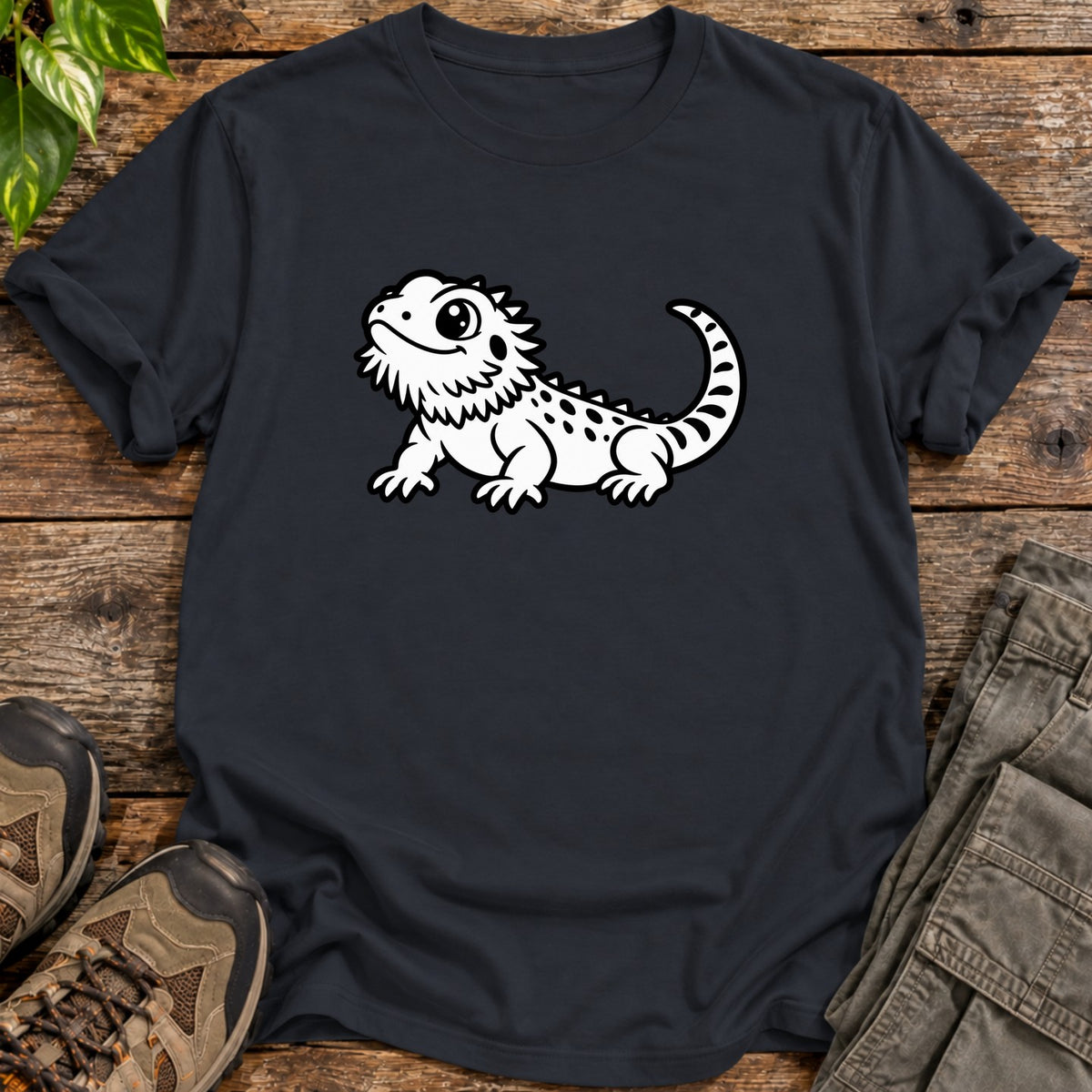 Cute Bearded Dragon T-Shirt - Black