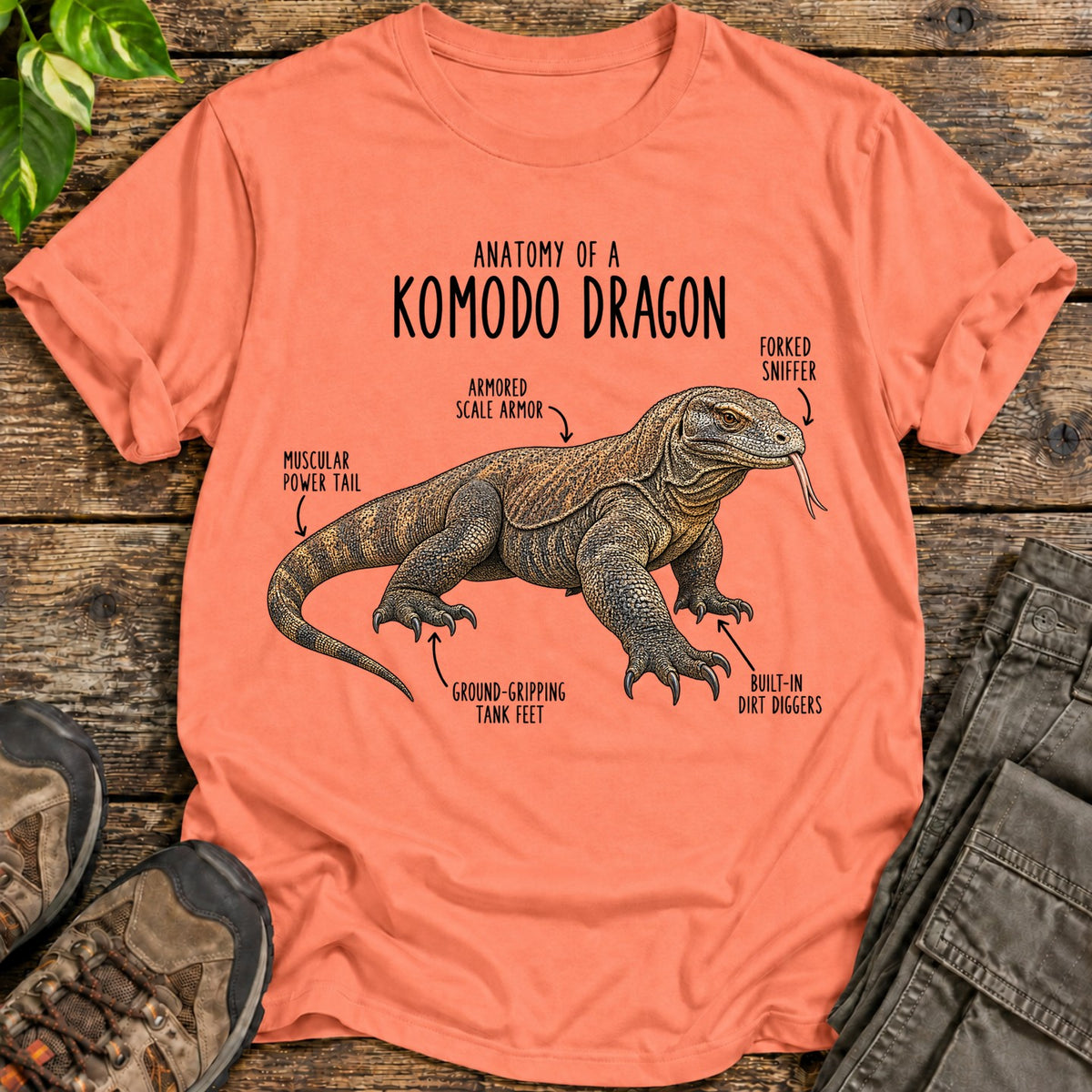 Anatomy of Komodo Dragon Shirt - Heather Orange