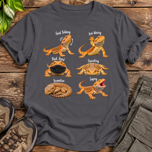 Bearded Dragon Behavior Guide T-Shirt - Charcoal