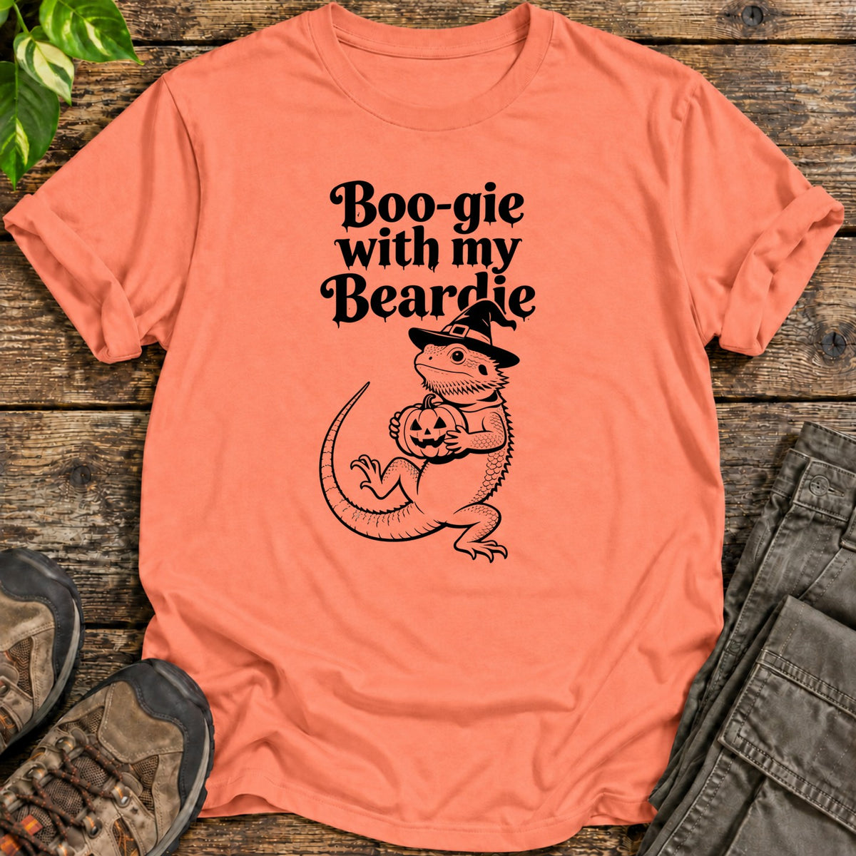Boo Gie Halloween Bearded Dragon T-Shirt - Heather Orange
