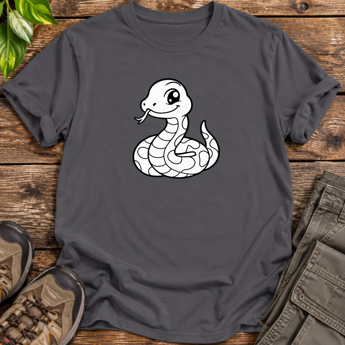 Cute Snake T-Shirt - Charcoal