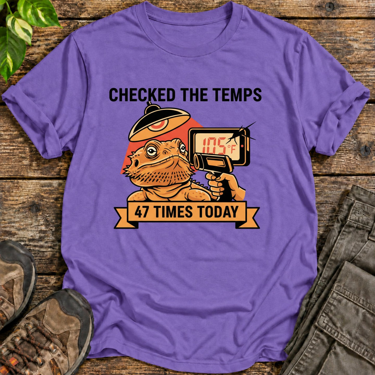 Bearded Dragon Temperature Check T-Shirt - Heather Purple