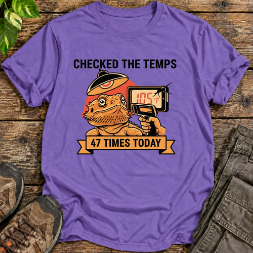 Bearded Dragon Temperature Check T-Shirt - Heather Purple