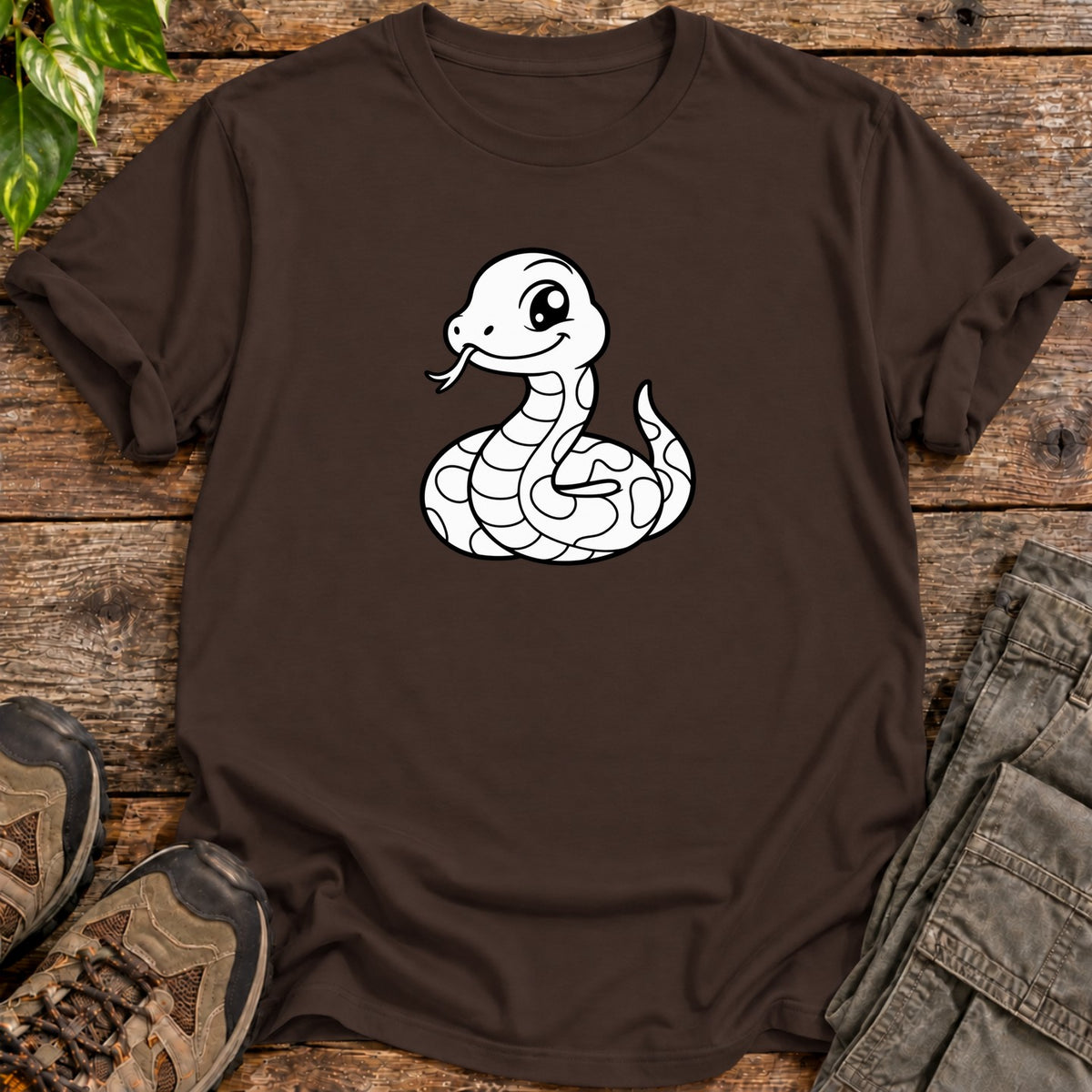 Cute Snake T-Shirt - Dark Chocolate