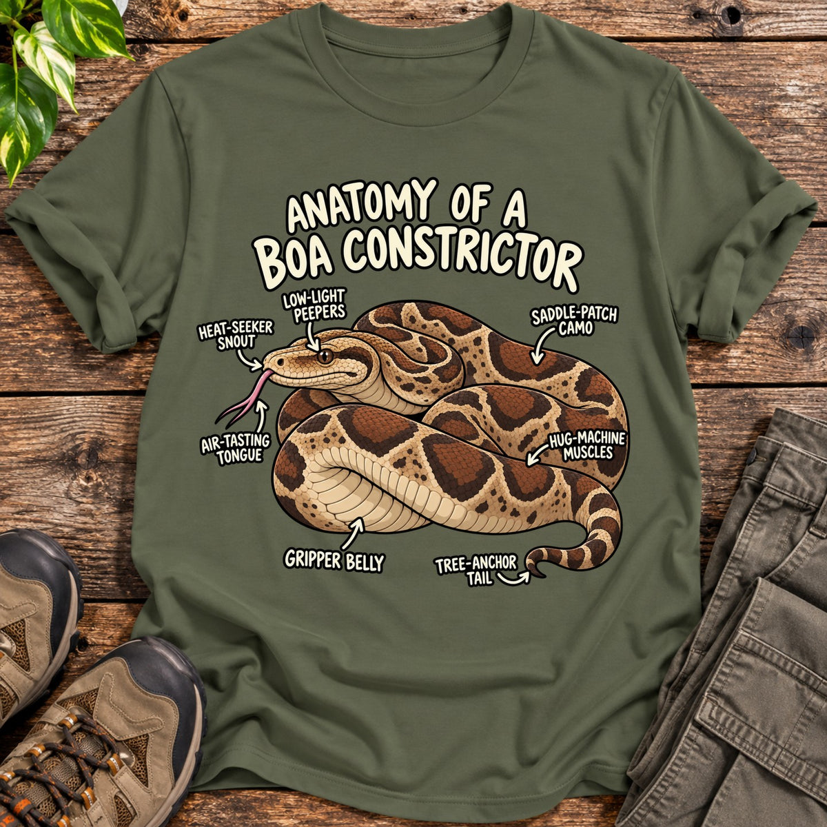 Anatomy of a Boa Constrictor T-Shirt - Military Green