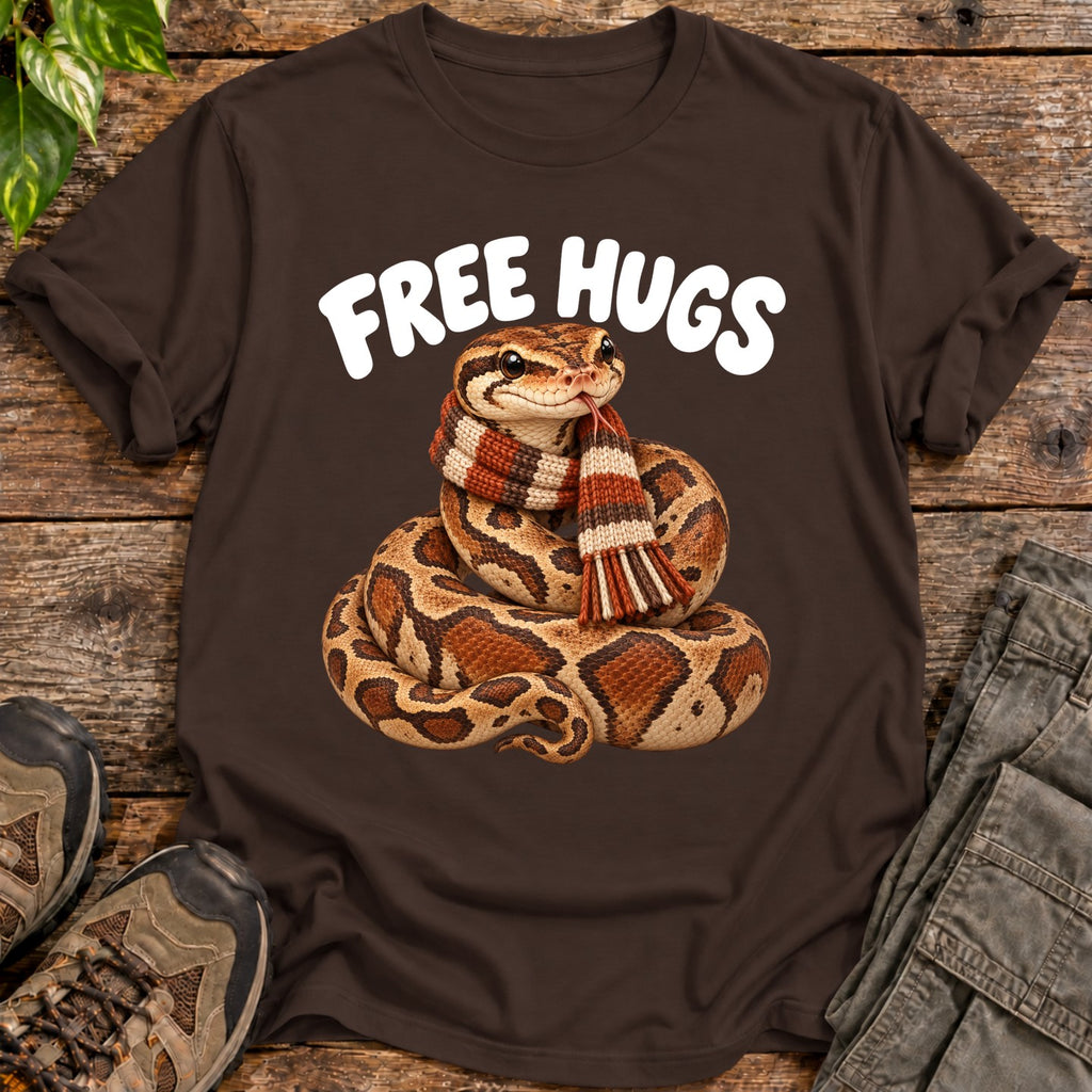 Free Hugs Scarf Wearing Python Shirt - Dark Chocolate