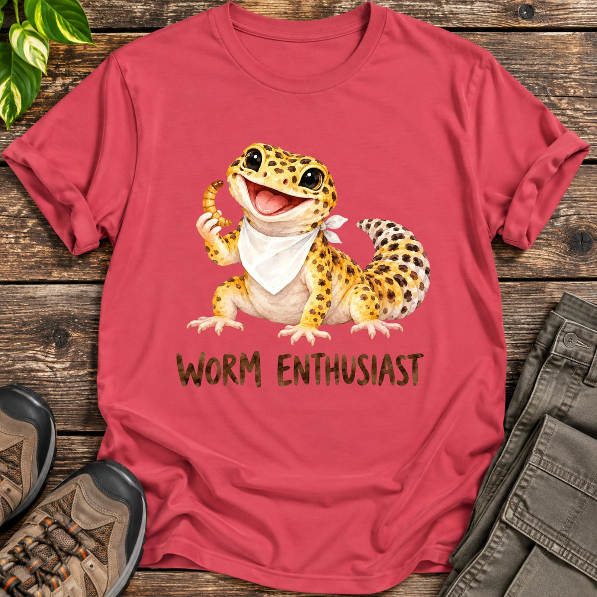 Watercolour Leopard Gecko Shirt - Heather Red