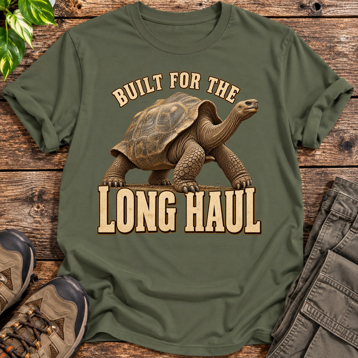 The Long Haul Galapagos Tortoise T-Shirt - Military Green