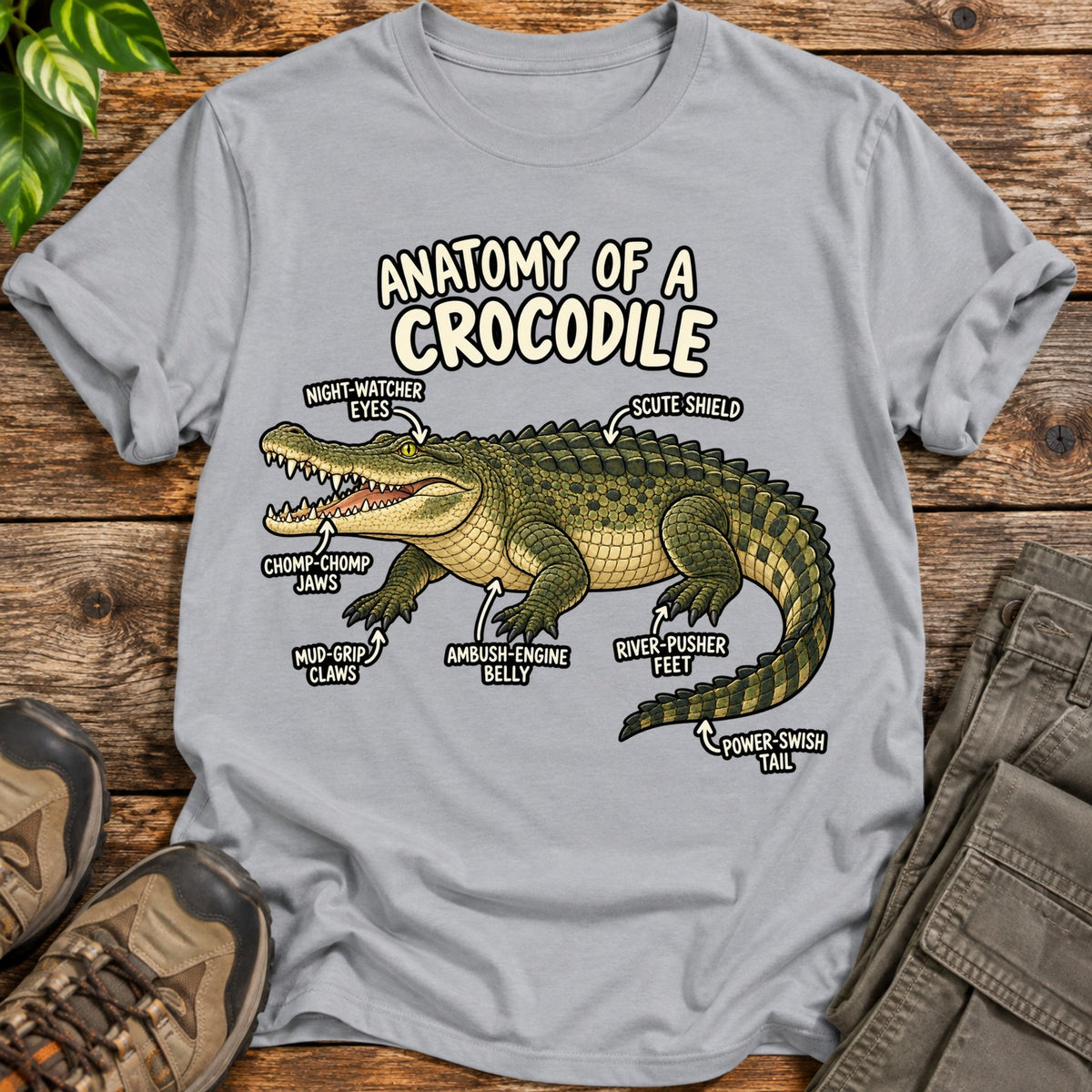 Anatomy of a Crocodile T-Shirt - Sport Grey