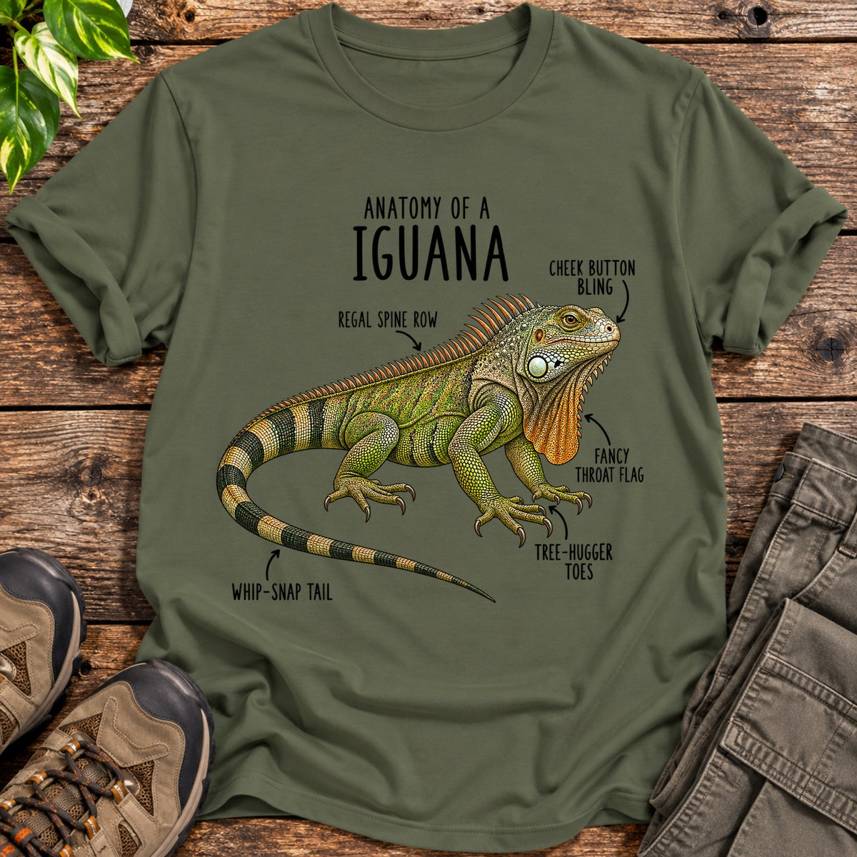 Anatomy of Iguana Shirt - Military Green