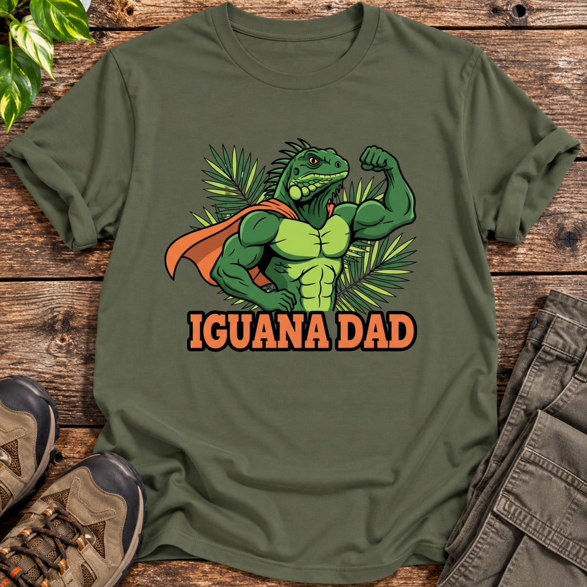 Iguana Dad Shirt - Military Green