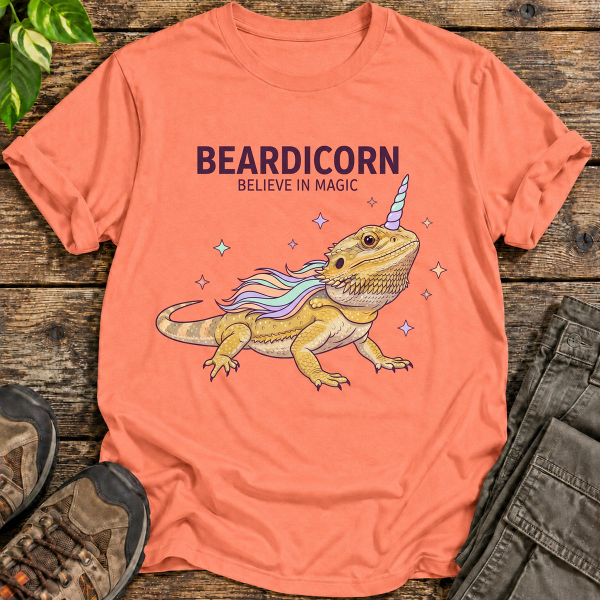 Beardicorn Bearded Dragon T-Shirt - Heather Orange