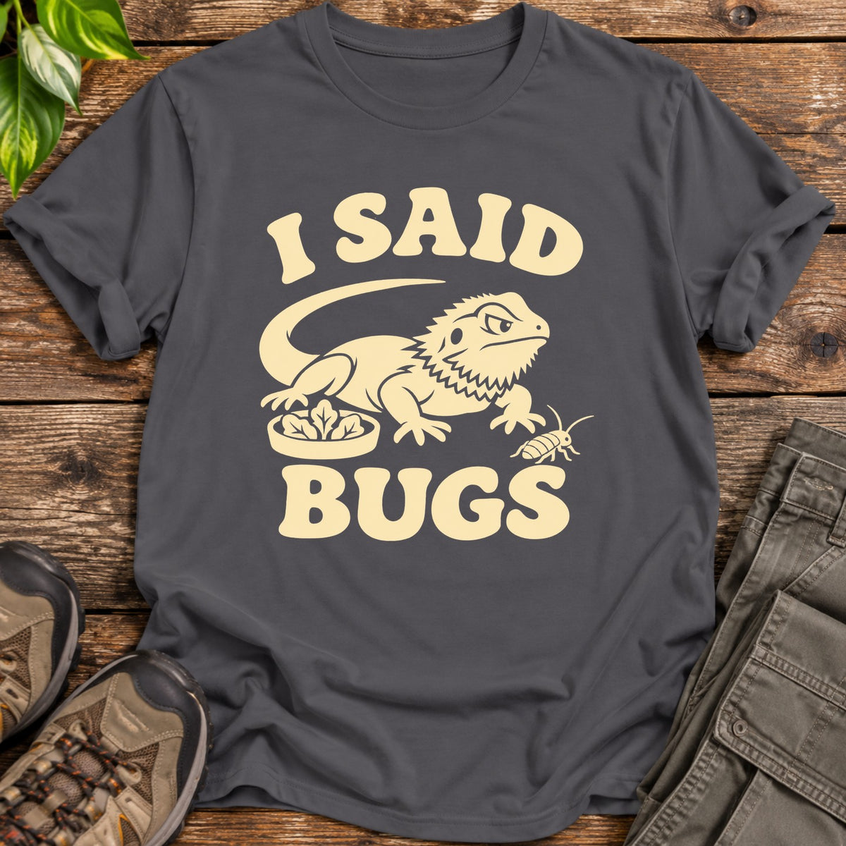 Bug Seeker Bearded Dragon T-Shirt - Charcoal