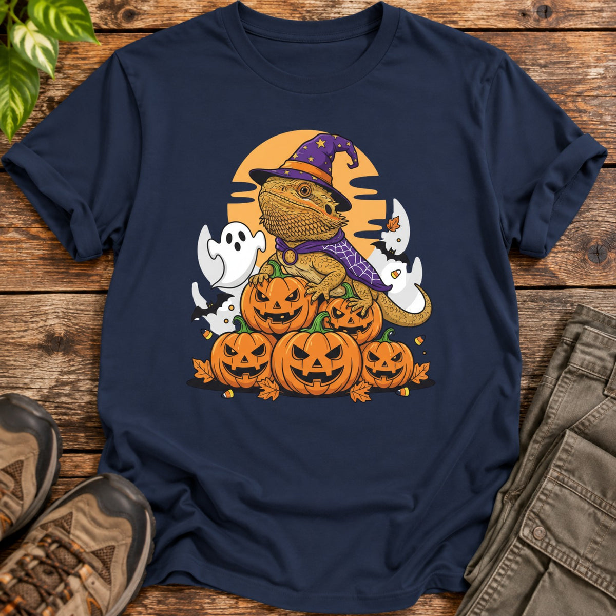 Jack O' Lantern Beardie Shirt T-Shirt - Navy