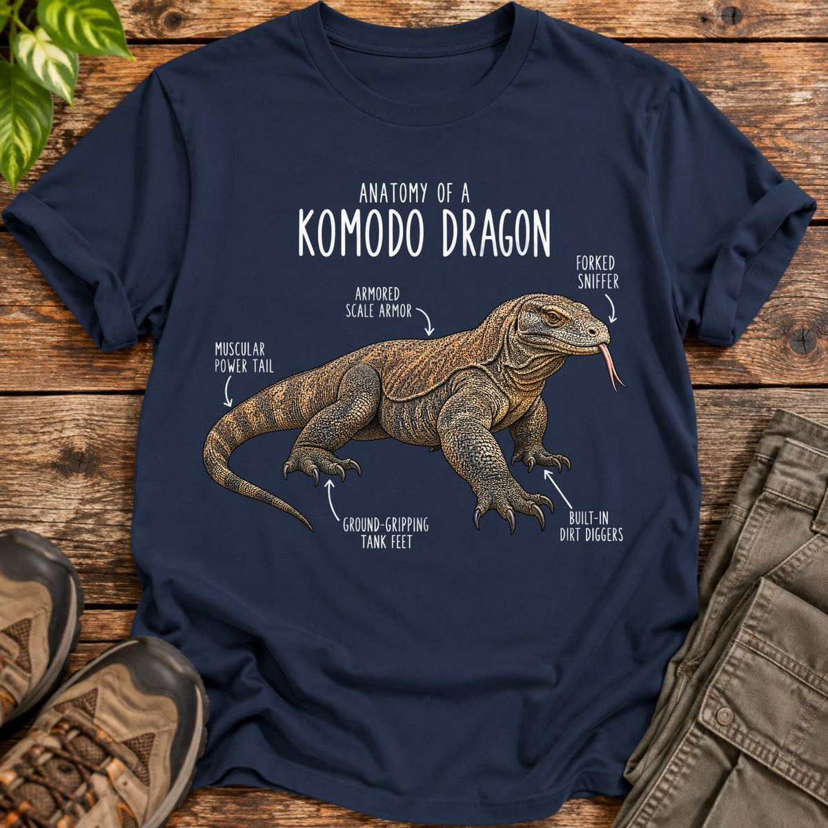 Anatomy of Komodo Dragon Shirt - Navy
