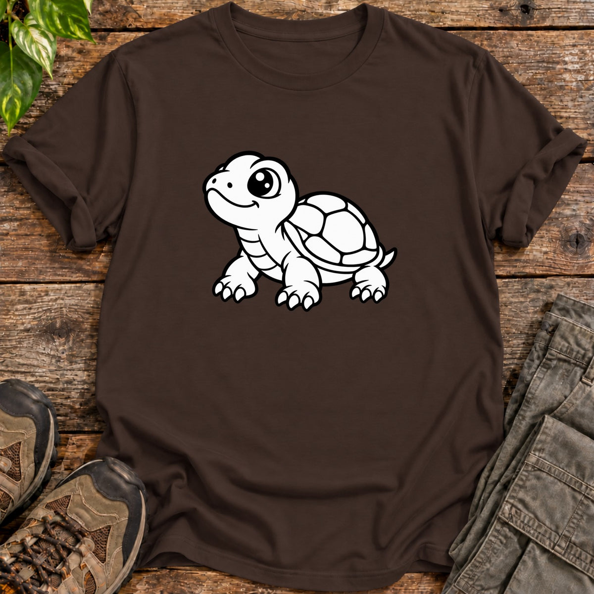 Cute Turtle T-Shirt - Dark Chocolate