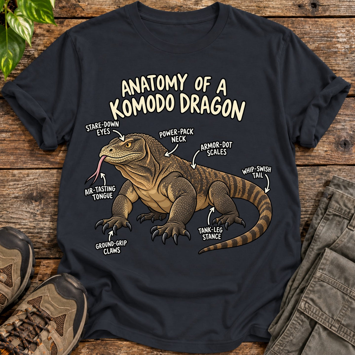Anatomy of a Komodo Dragon T-Shirt - Black