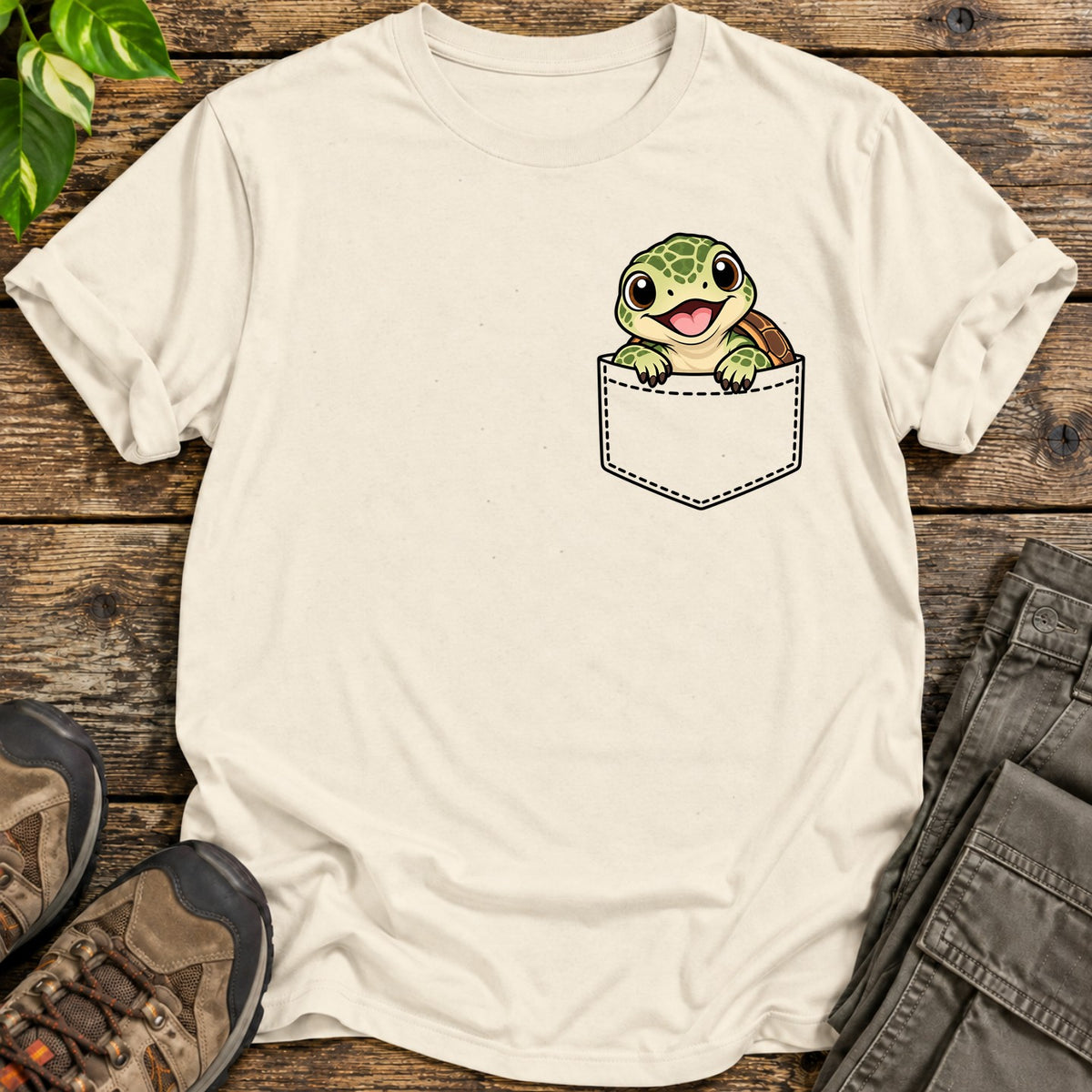 Baby Turtle Pocket T-Shirt - Natural