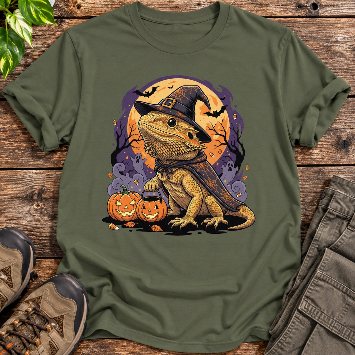 Bearded Dragon Halloween Shirt T-Shirt - Military Green