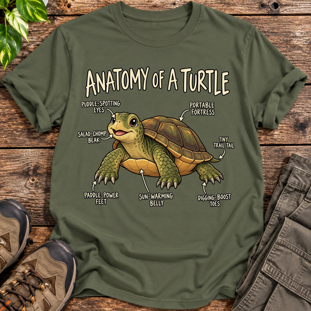 Anatomy of a Turtle T-Shirt - Military Green