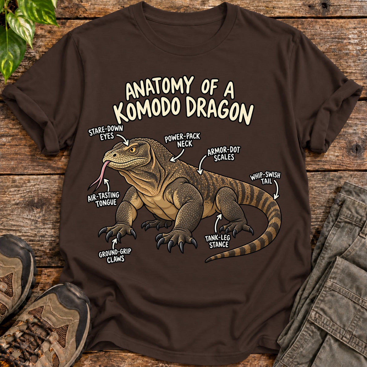 Anatomy of a Komodo Dragon T-Shirt - Dark Chocolate