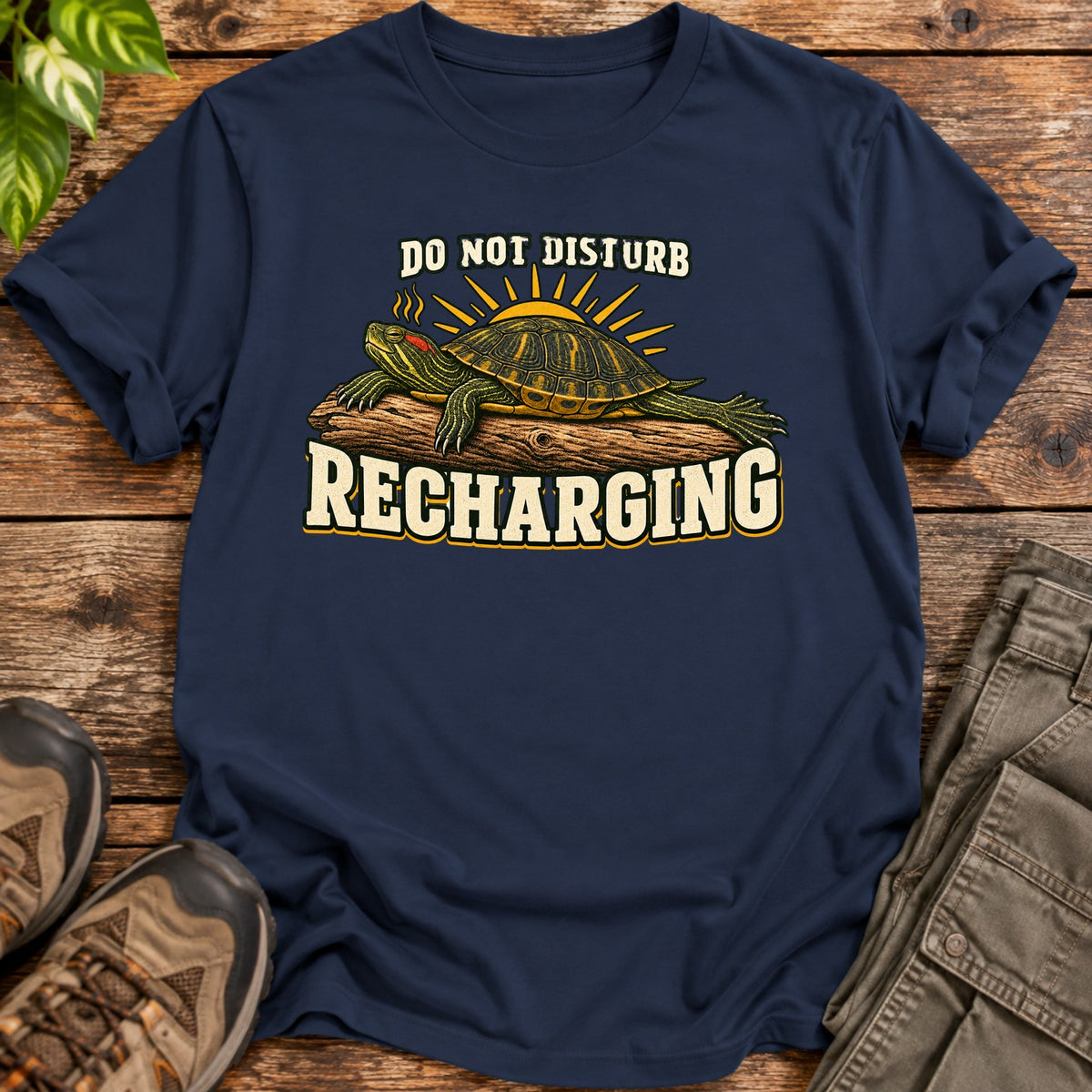 Recharging Turtle T-Shirt - Navy Blue