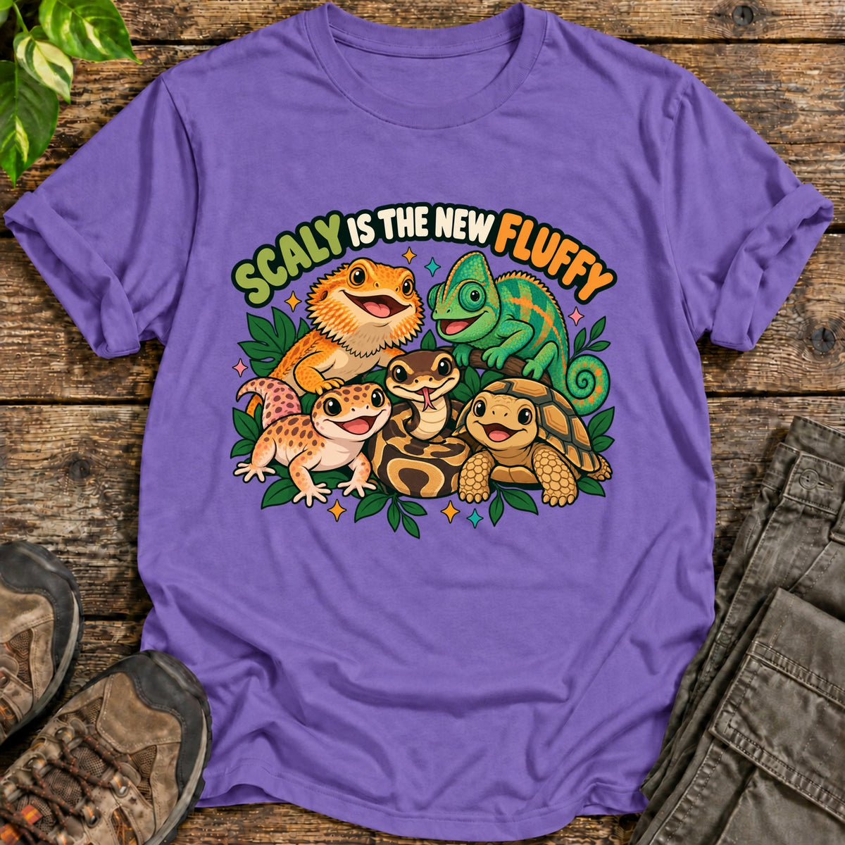 Scaly Fluffy Reptile Shirt - Heather Purple