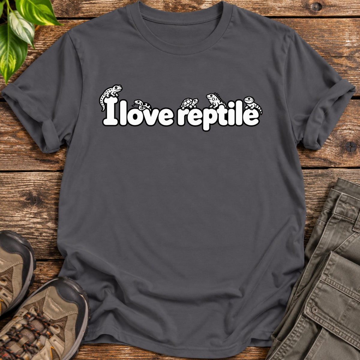 I Love Reptile T-Shirt - Charcoal