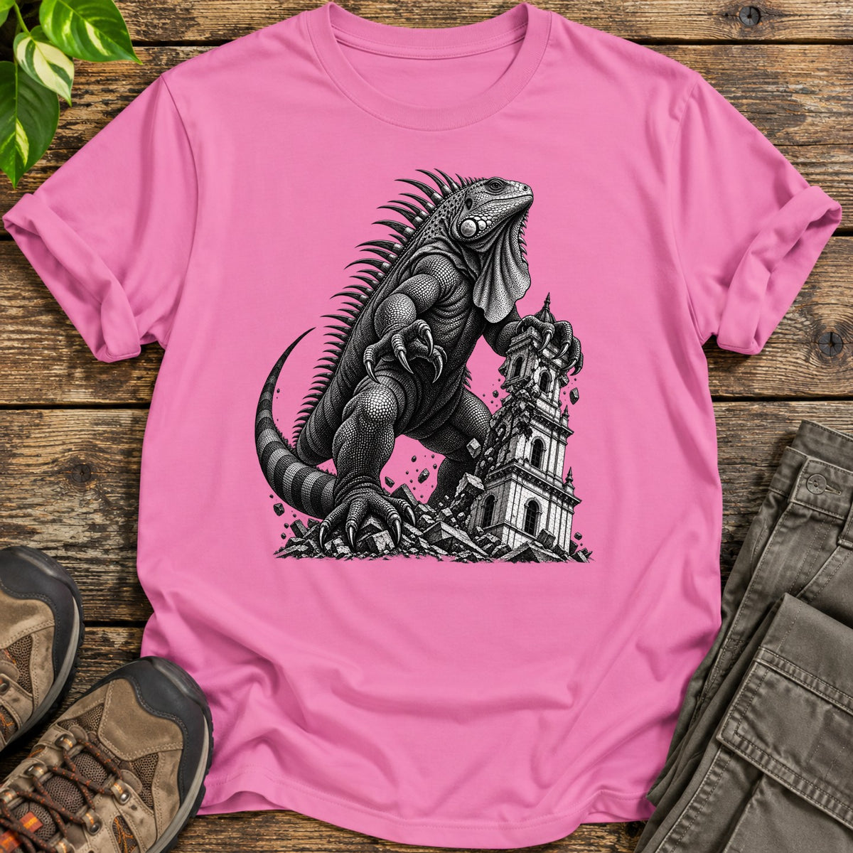 Giant Iguana Rampage T-Shirt - Pink