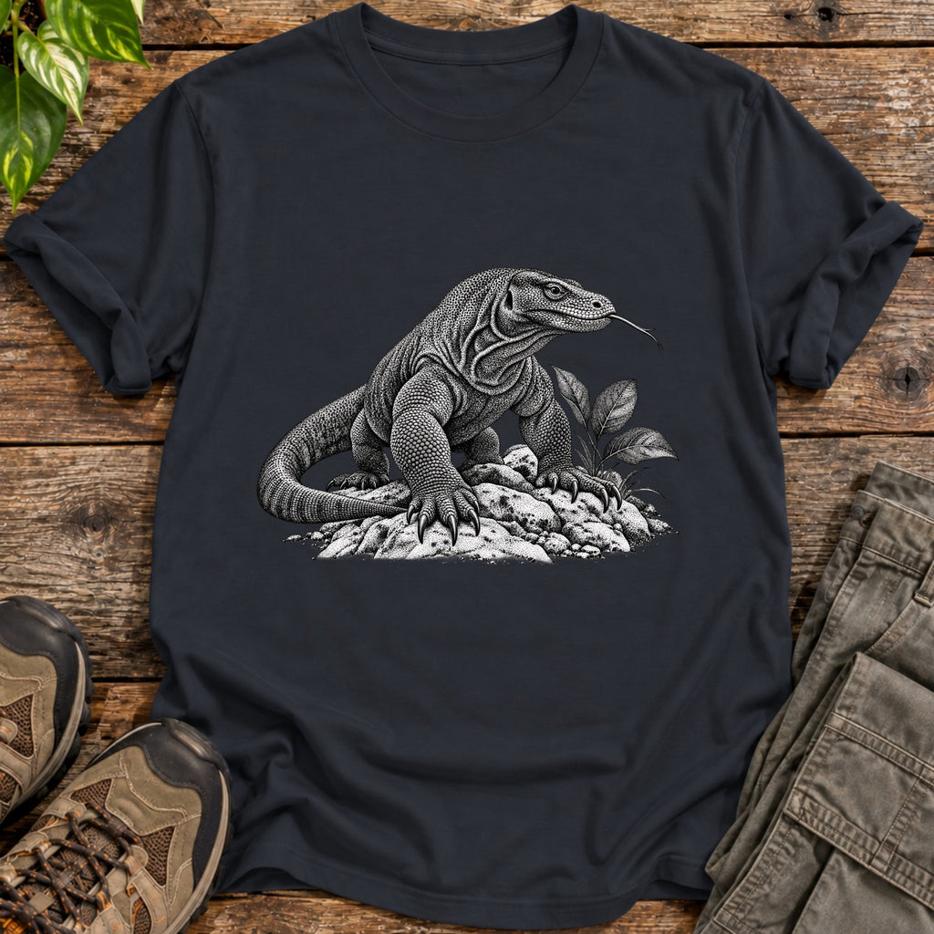 Vintage Komodo Dragon Art T-Shirt - Black