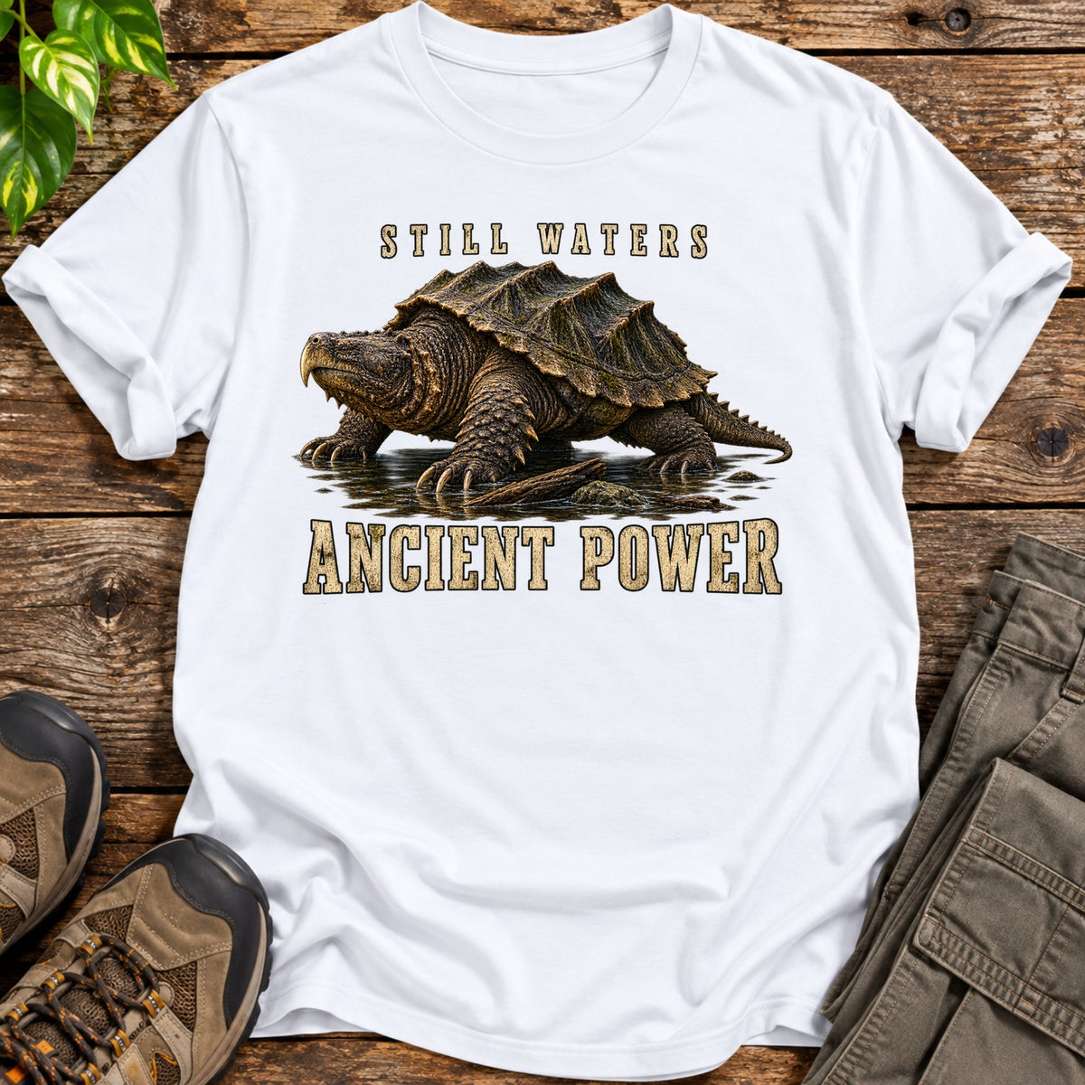 Ancient Power Snapping Turtle T-Shirt - White