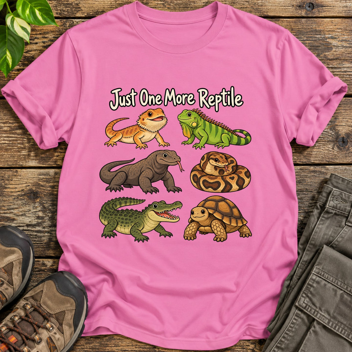 One More Reptile T-Shirt - Azalea