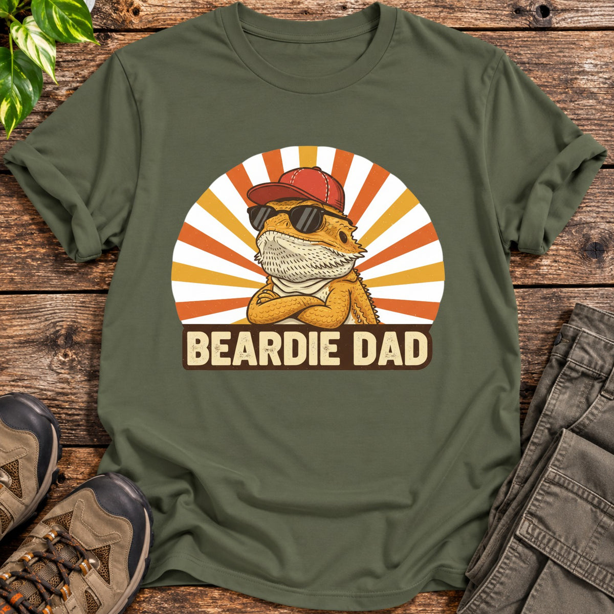 Beardie Dad Shirt - Military Green