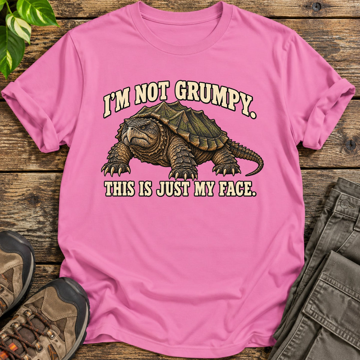 Resting Turtle Face T-Shirt - Pink