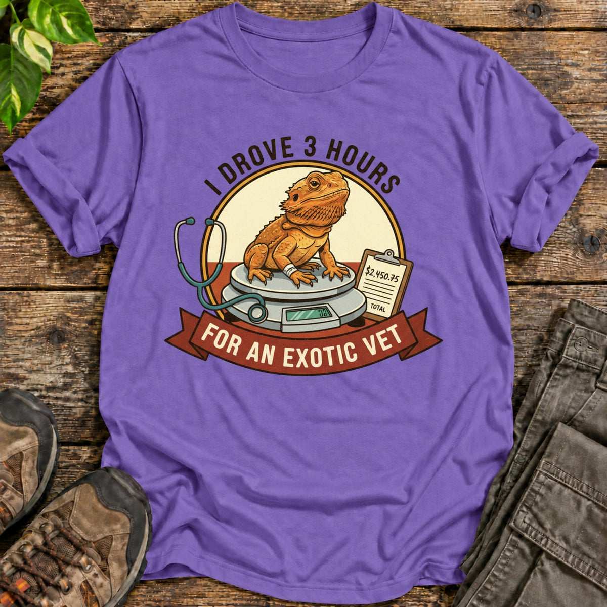 Bearded Dragon Exotic Vet T-Shirt - Heather Purple