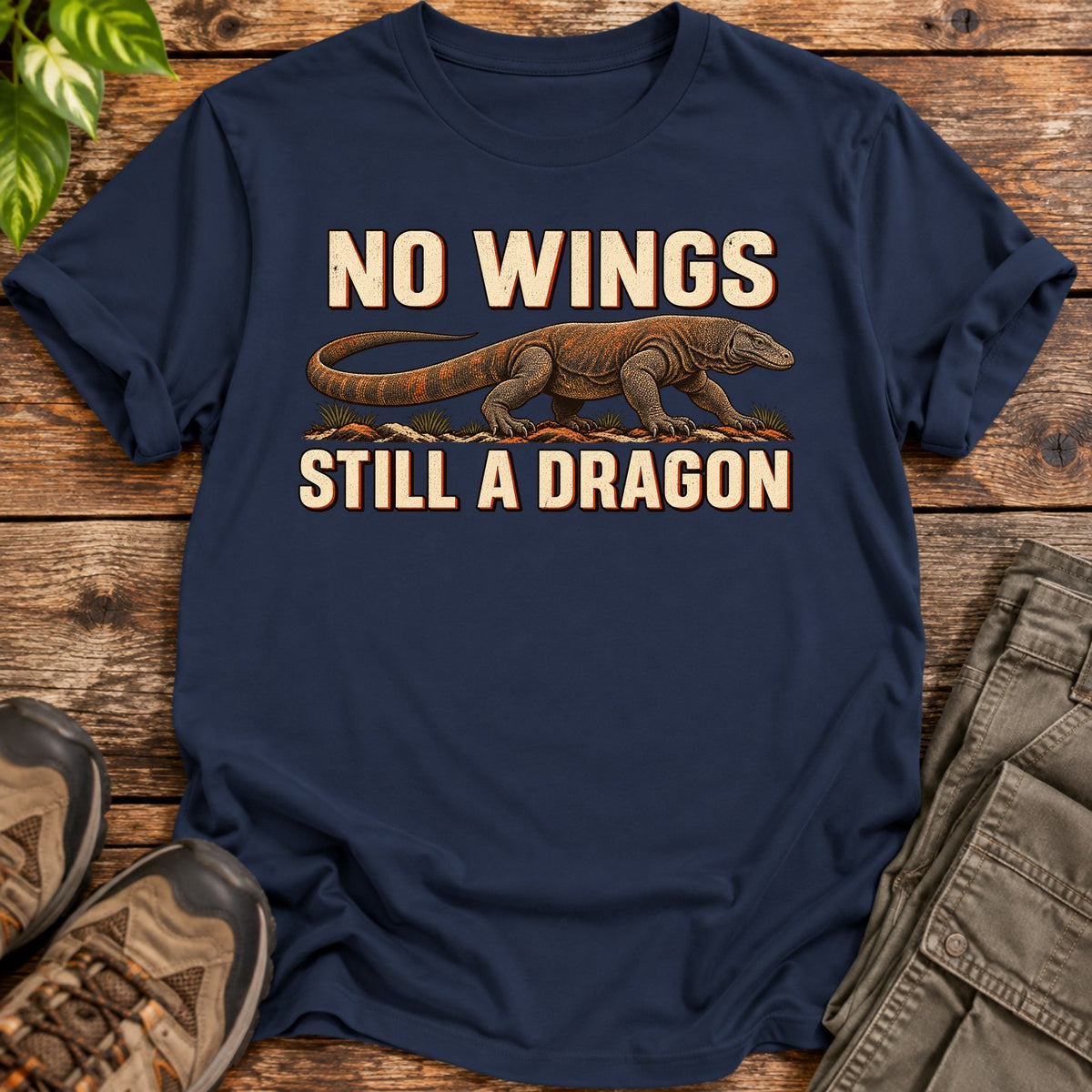 Wingless Komodo Dragon T-Shirt - Navy Blue
