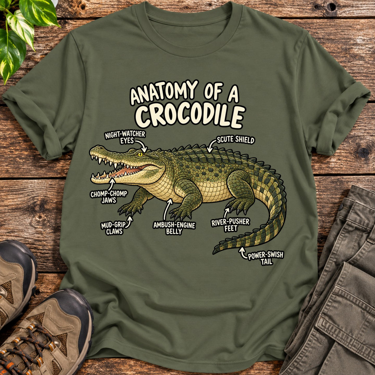 Anatomy of a Crocodile T-Shirt - Military Green