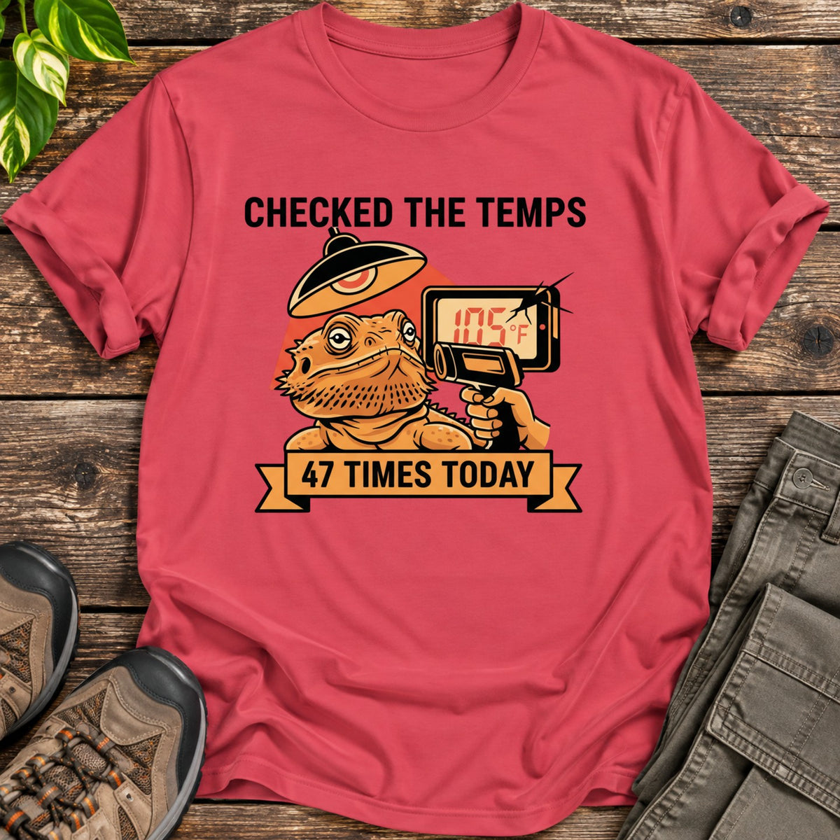 Bearded Dragon Temperature Check T-Shirt - Heather Red