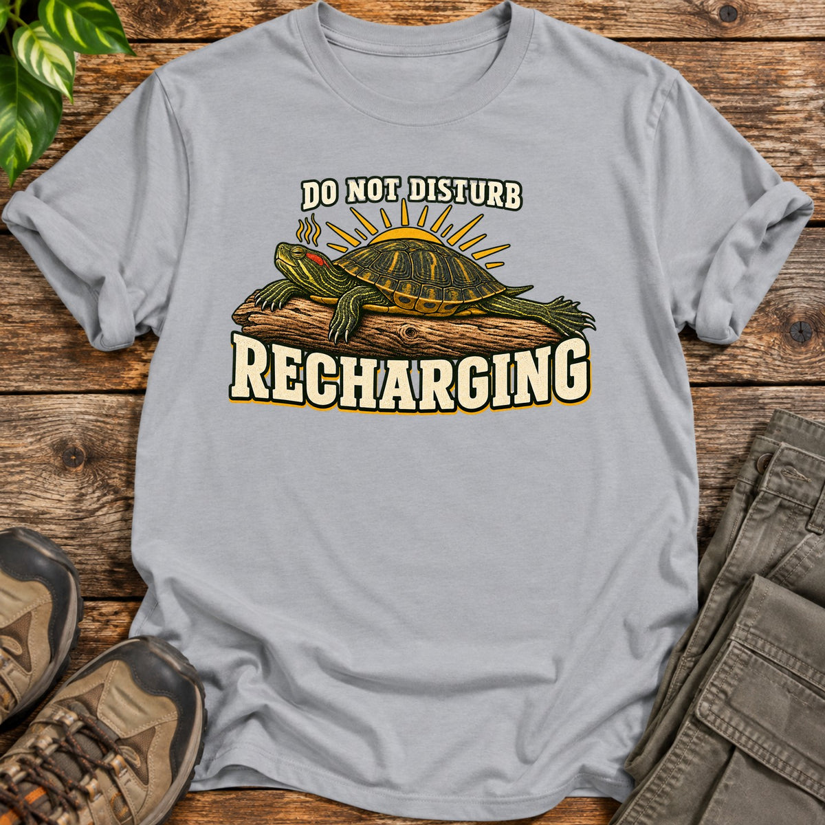 Recharging Turtle T-Shirt - Grey