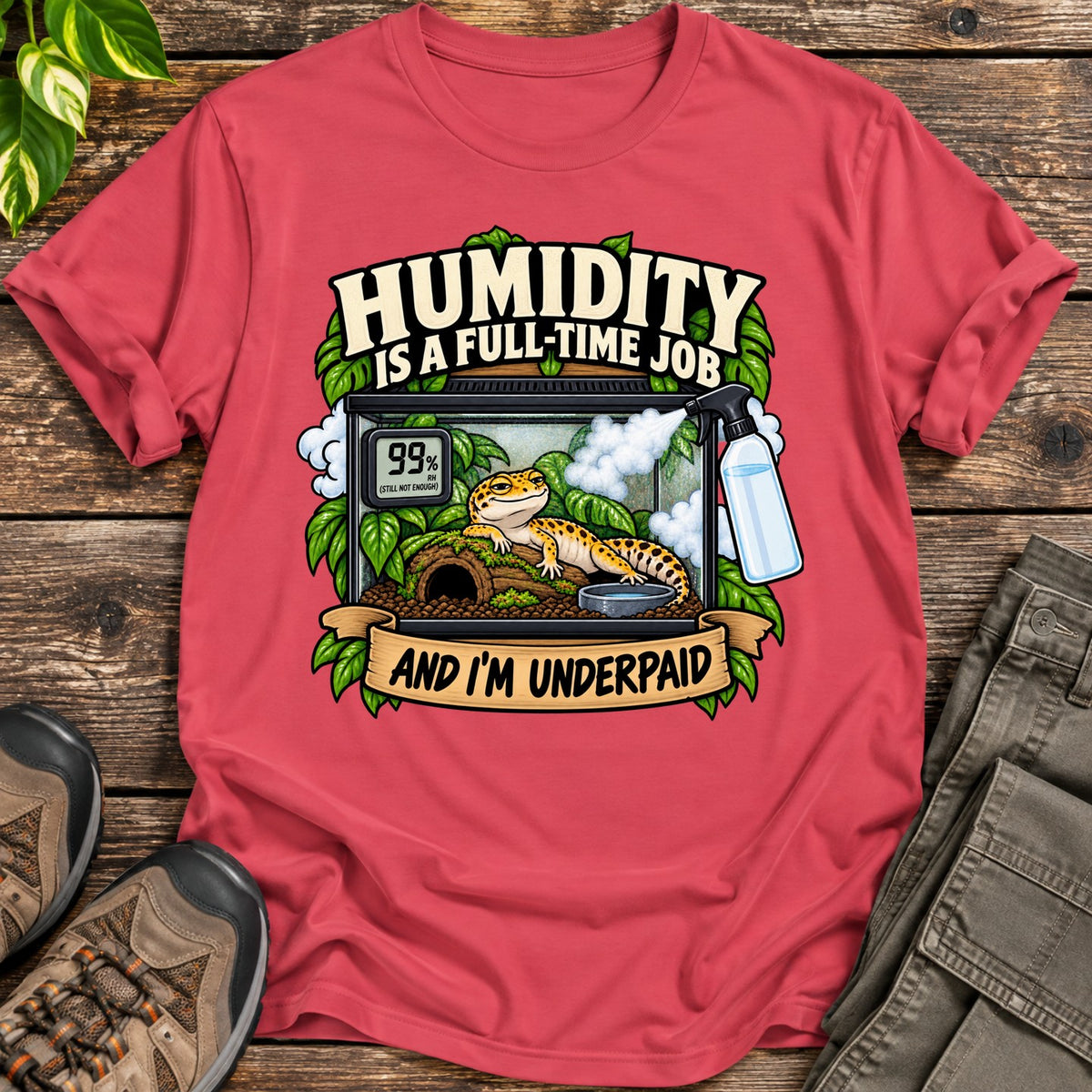 Full Time Job Gecko Keeper T-Shirt - Heather Red