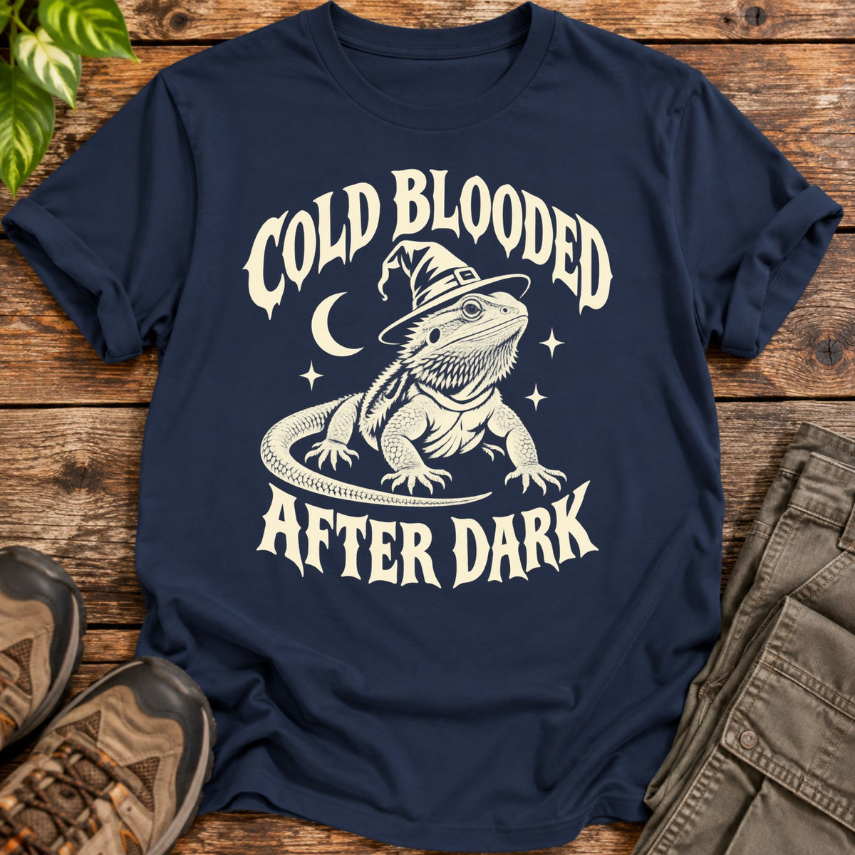 Cold Blooded After Dark Bearded Dragon T-Shirt - Navy