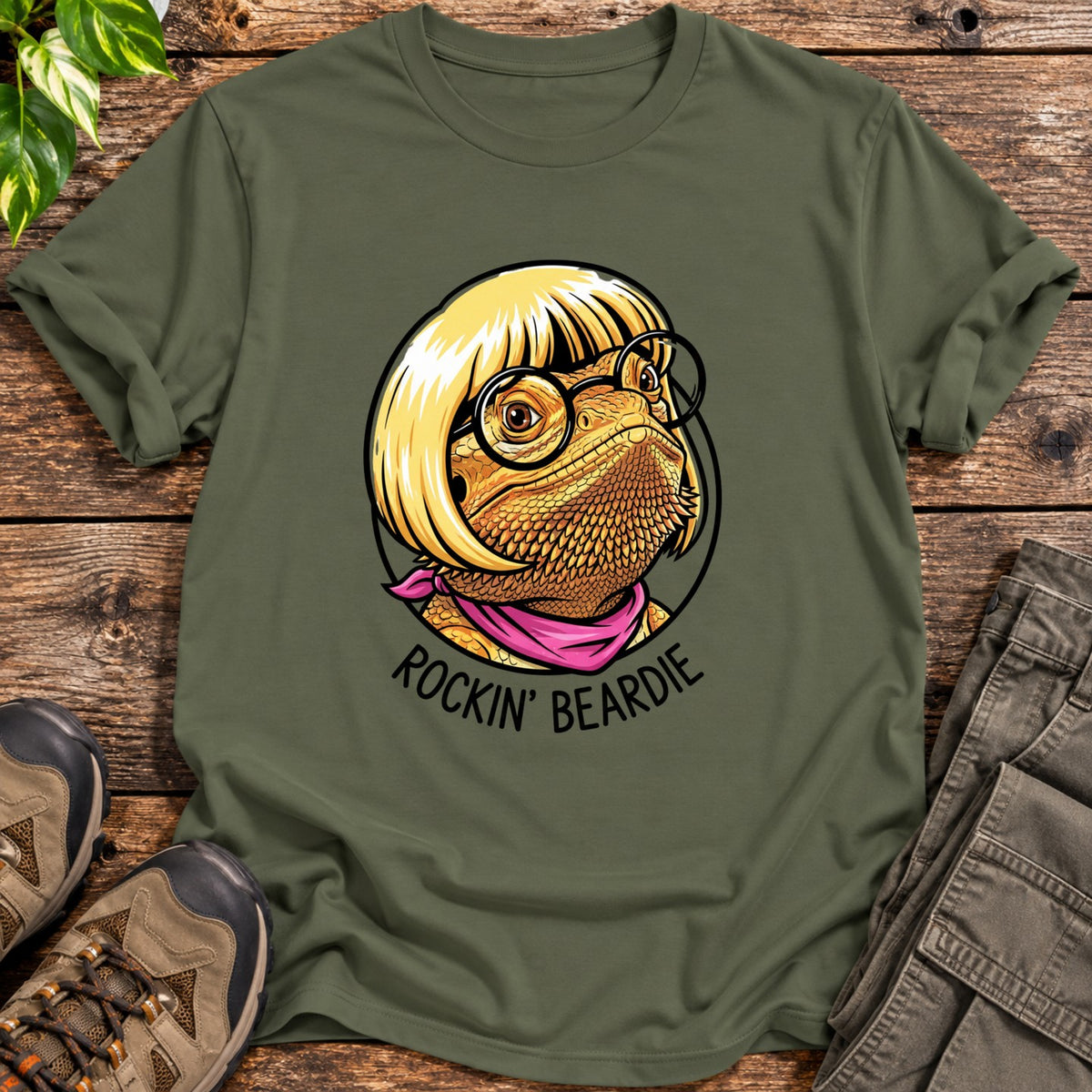 Rockin Beardie Shirt - Military Green