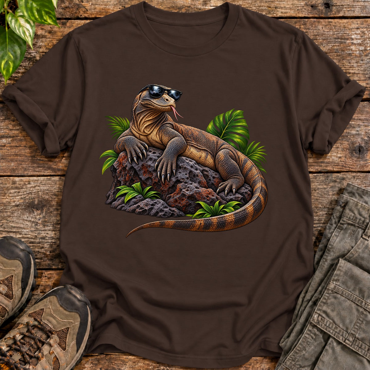 Cool Komodo Dragon T-Shirt - Dark Chocolate