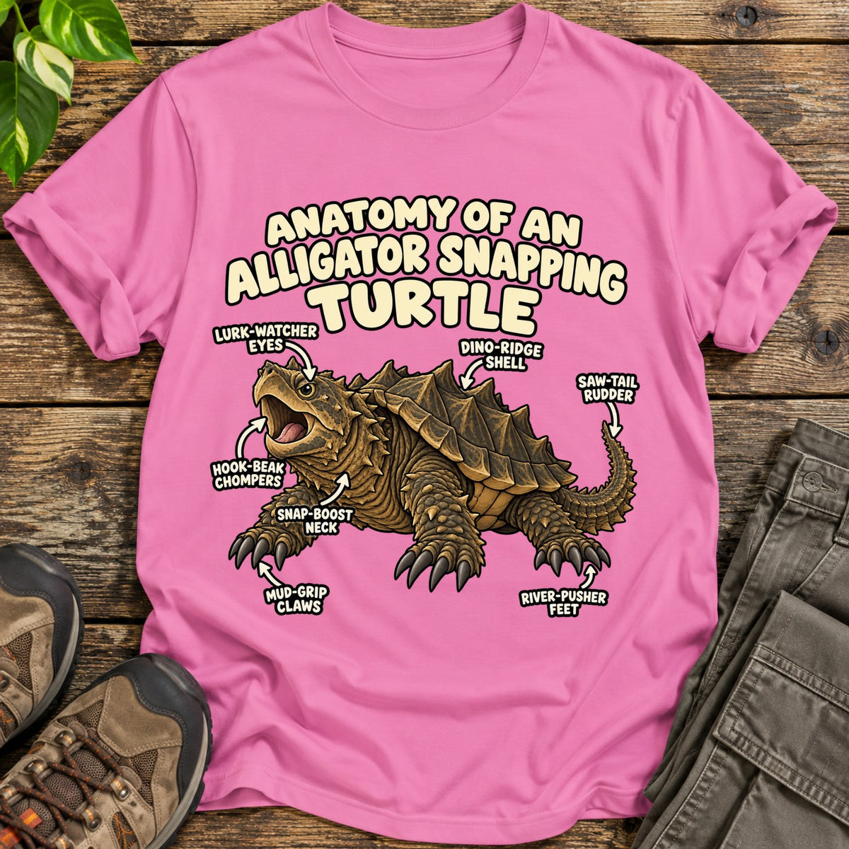 Snapping Turtle Anatomy T-Shirt - Azalea