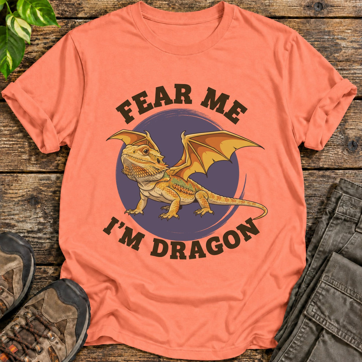 Fear Me I’m a Dragon Bearded Dragon T-Shirt - Heather Orange