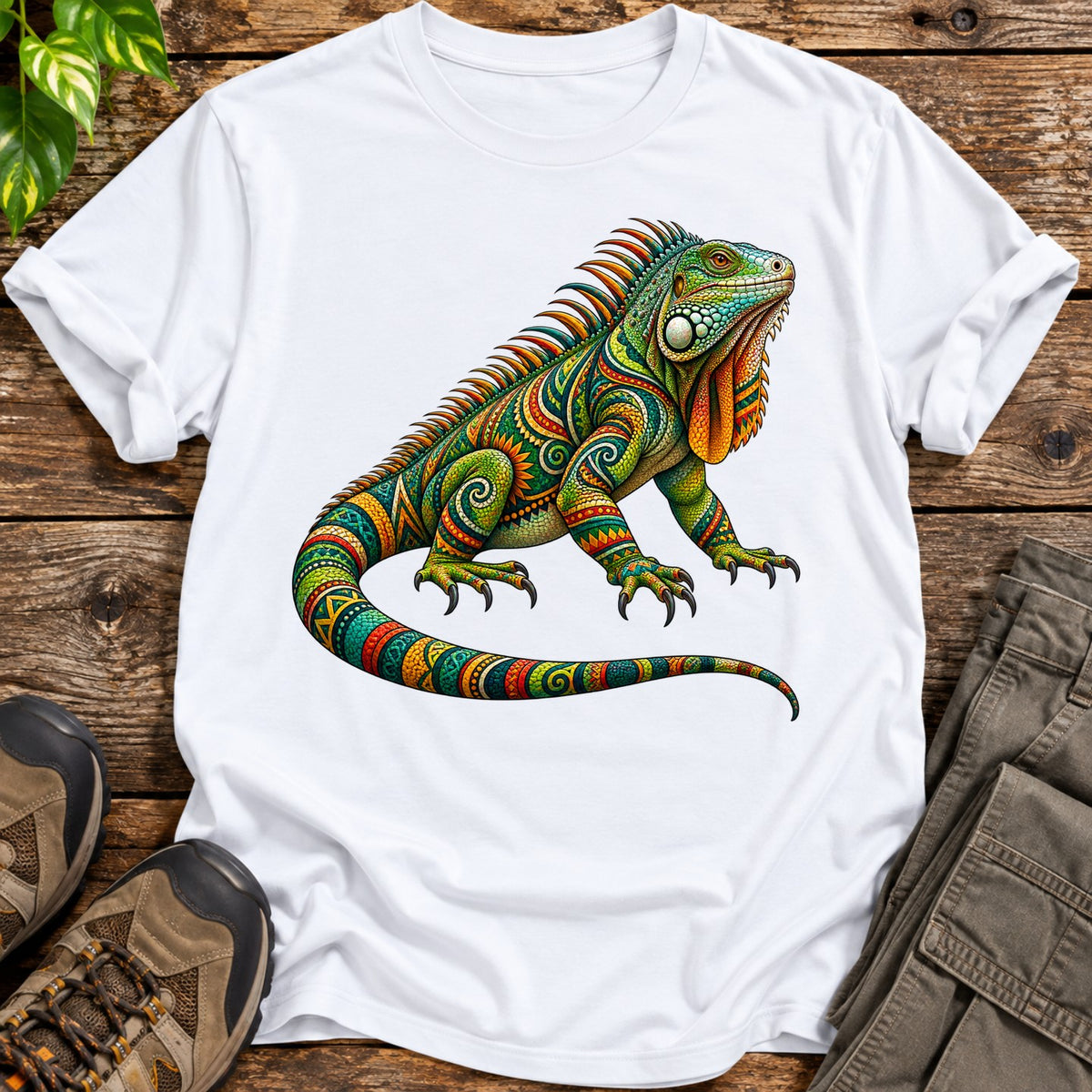 Tribal Spirit Iguana T-Shirt - White