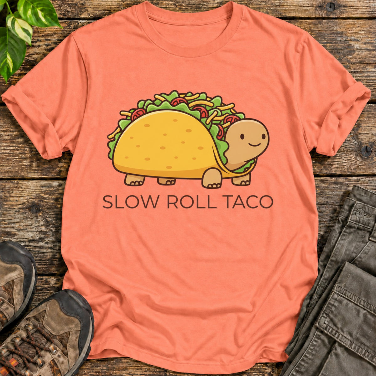 Slow Roll Taco Tortoise T-Shirt - Heather Orange